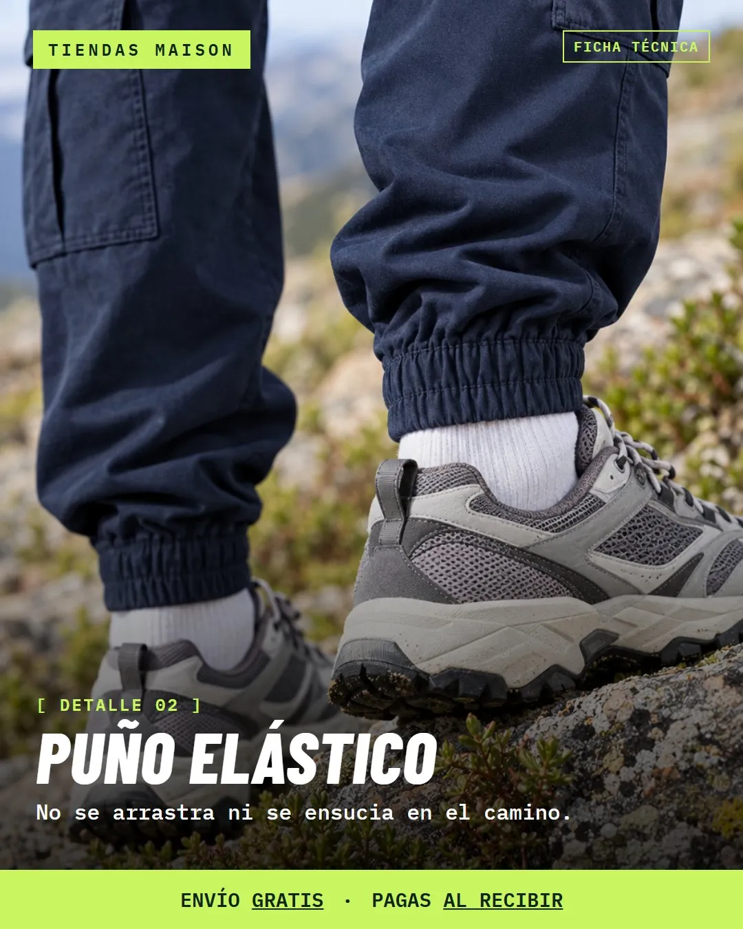 Puño elástico: no se arrastra ni se ensucia en el camino.