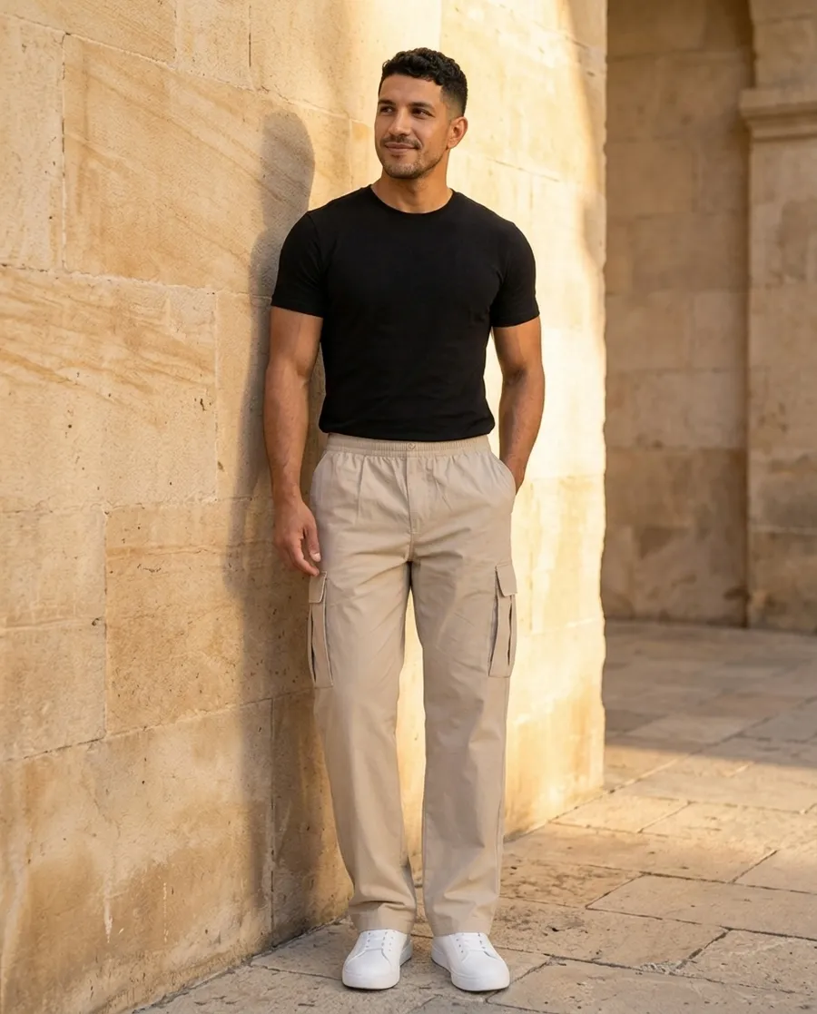 Pantalón Cargo Bota Recta color camel