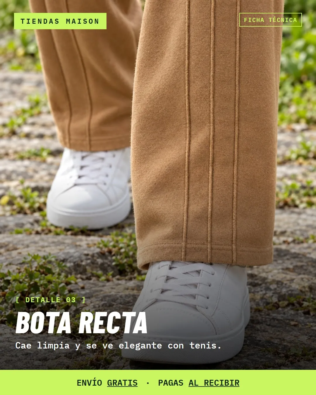 Bota recta que cae limpia y se ve elegante con tenis.